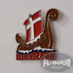 Pin - Vikingeskib Med Dansk Flag