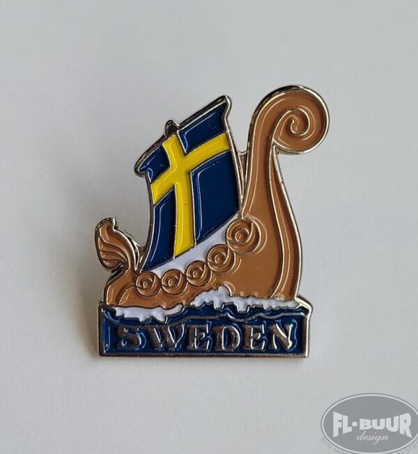 Vikingeskib Med Svensk Flag Pin