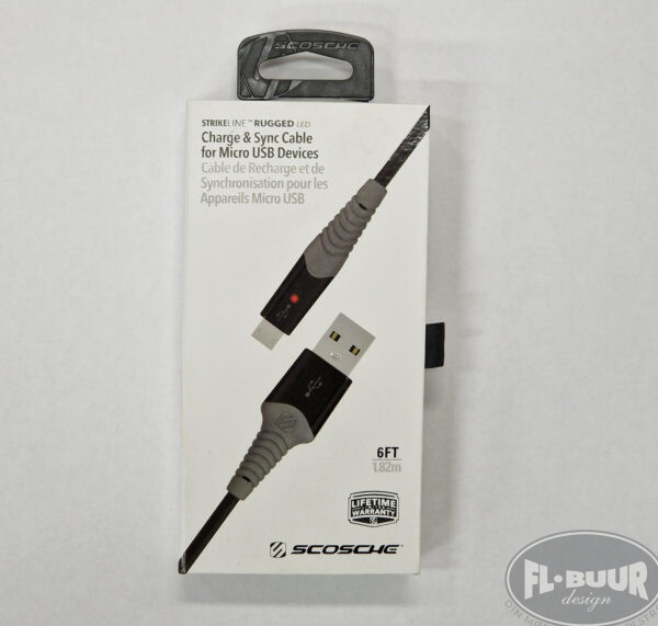 Scosche Strikeline Rugged Ladekabel Til Mikro USB - 182 Cm.