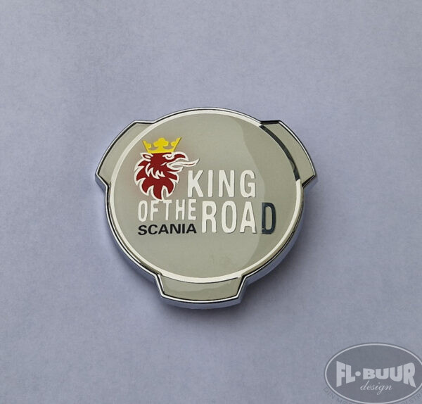 Emblem - Scania King Of The Road (Hvid/Sølv)