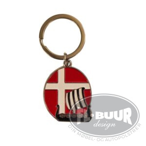 Vikingeskib Med Dansk Flag - Nøglering